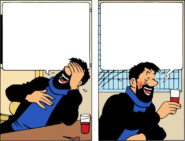 Captain Haddock Laughing meme template blank