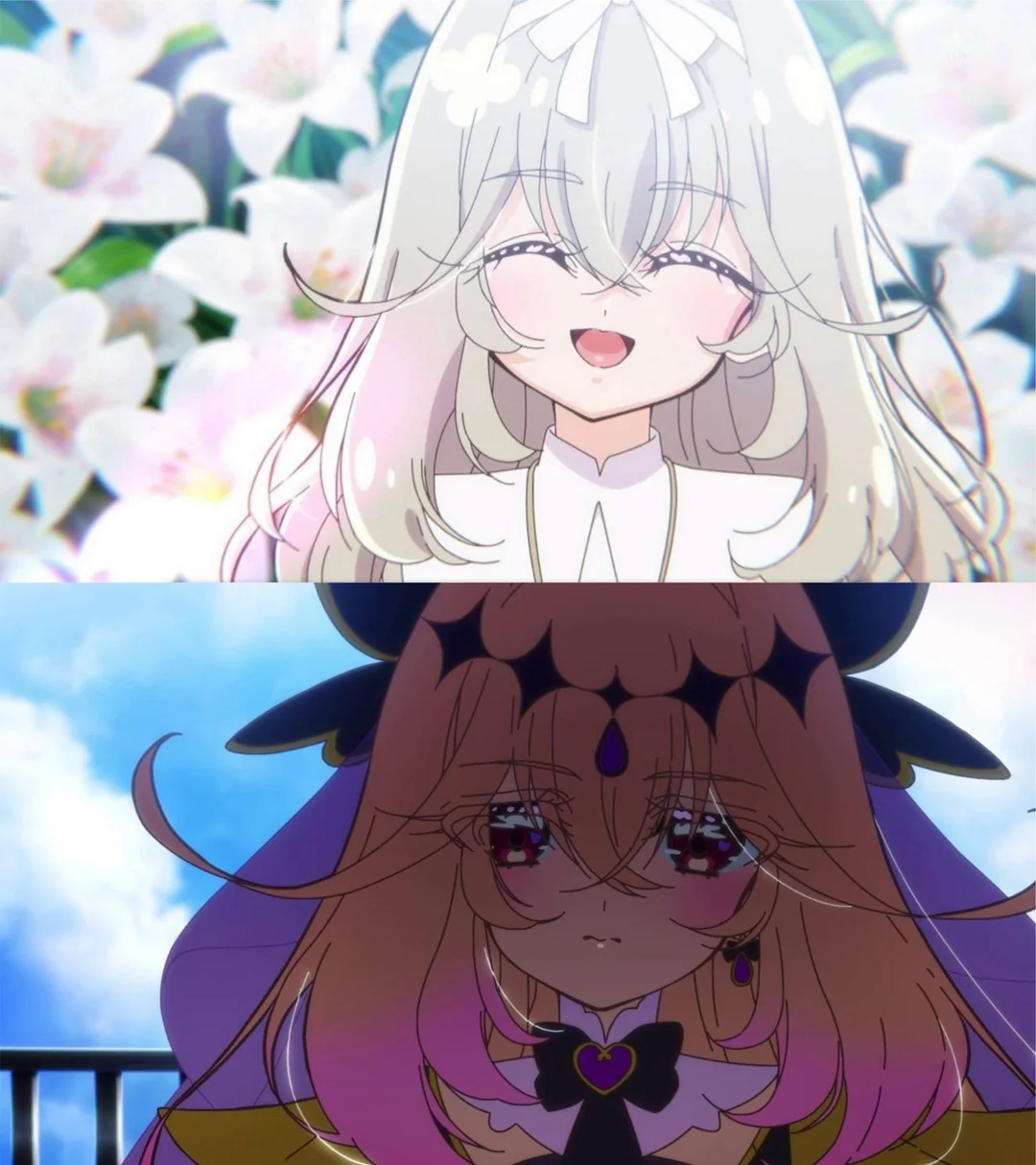 Innocent Anime Girl Smiling vs Crying meme template blank - image format