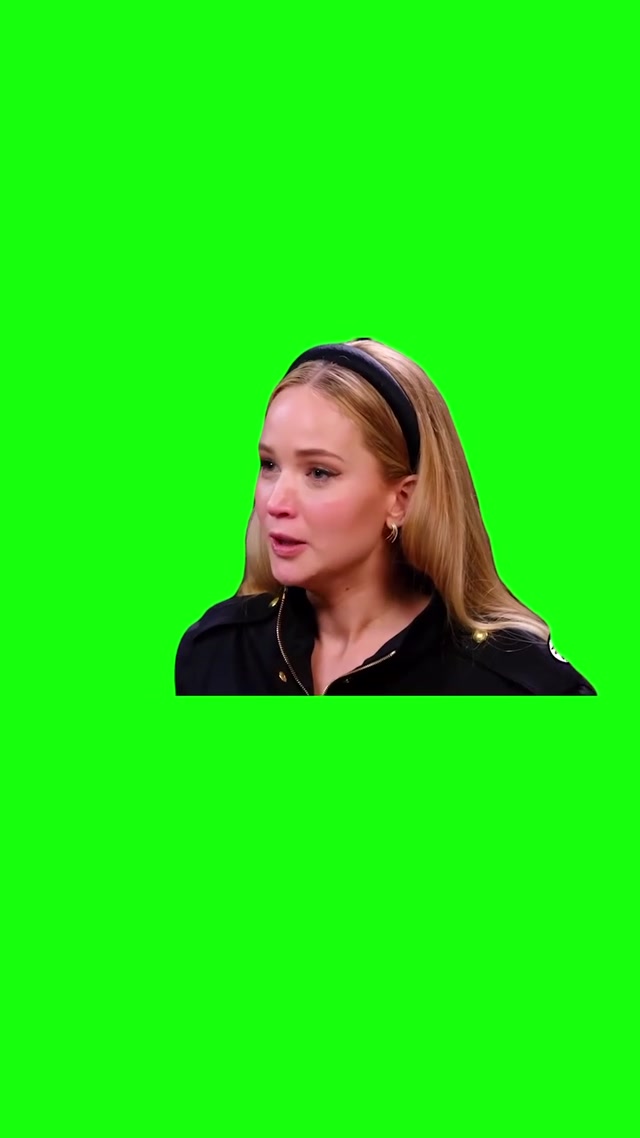 Jennifer Lawrence “What Do You Mean?” Green Screen meme template blank