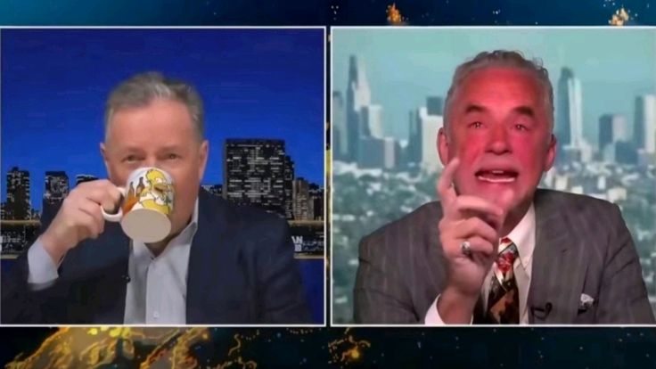 Jordan Peterson Crying to Piers Morgan meme template blank