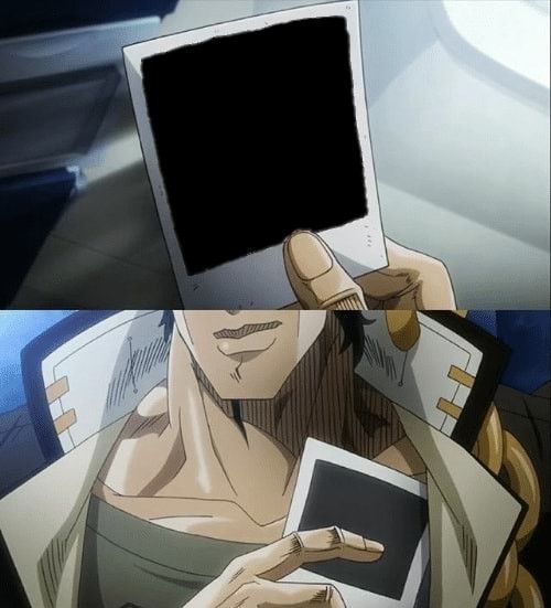 Jotaro Holding a Photo meme template blank