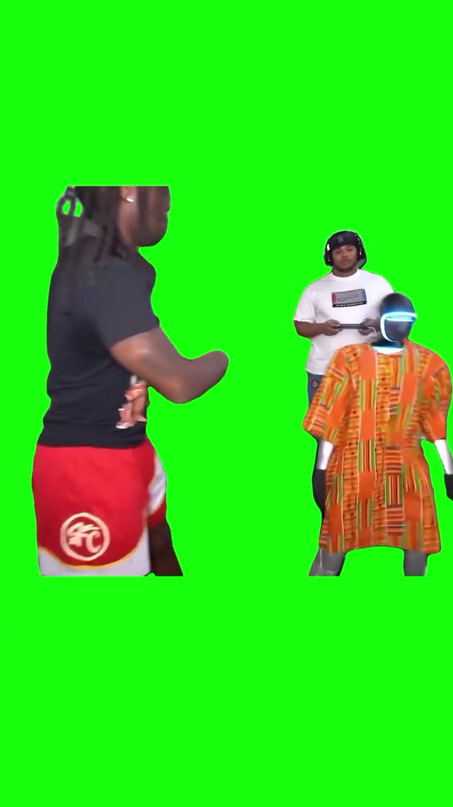 Kai and Fanum Bullying a Robot meme template blank