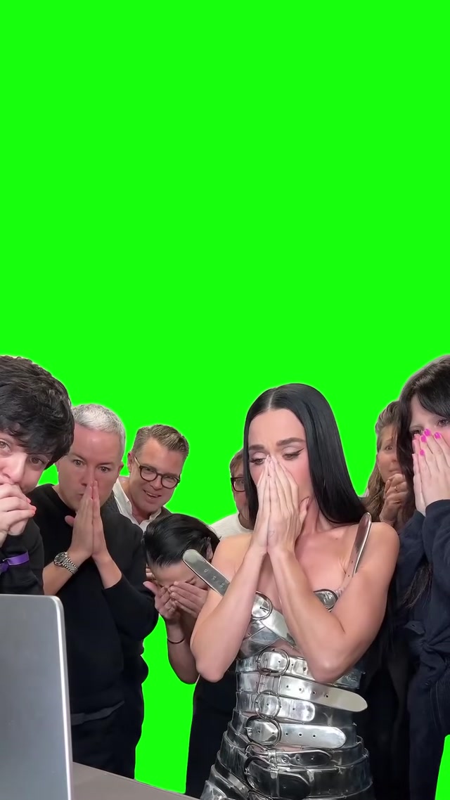 Katy Perry Cheering meme template blank