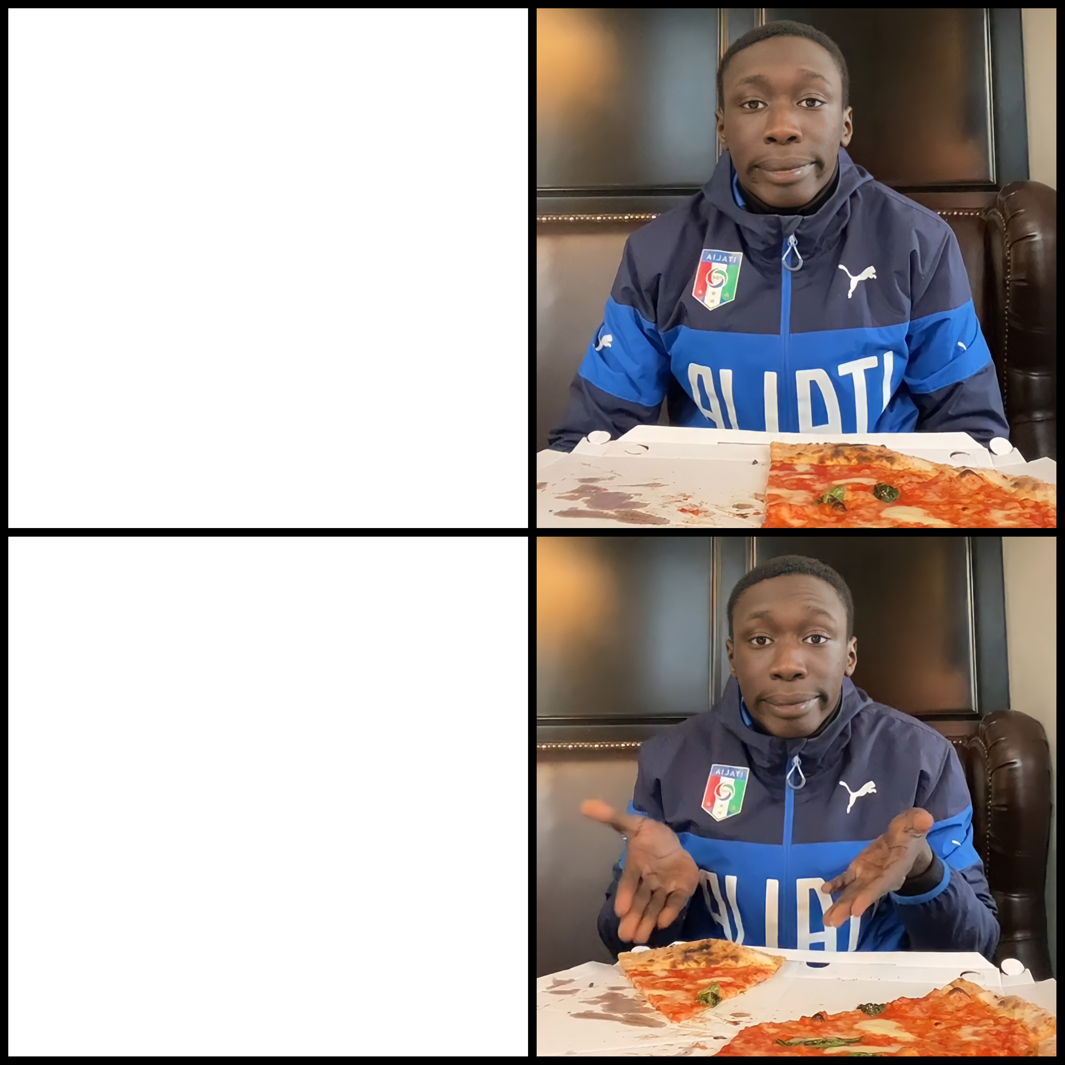 Khaby Lame Pizza Slice blank meme template blank - image format