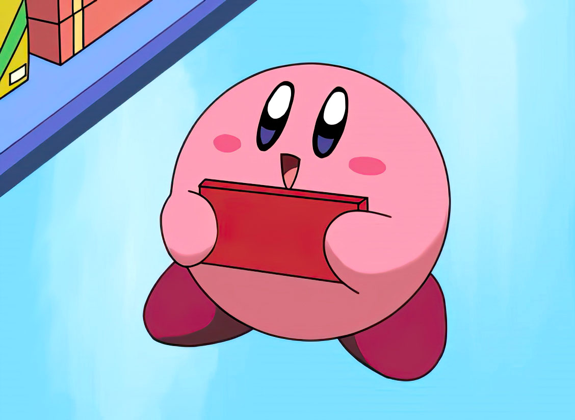 Kirby Holding a Sign meme template blank