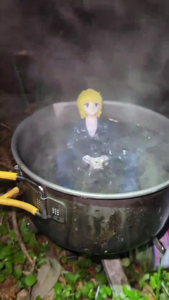 Kurapika Bathing in a Pot meme template blank