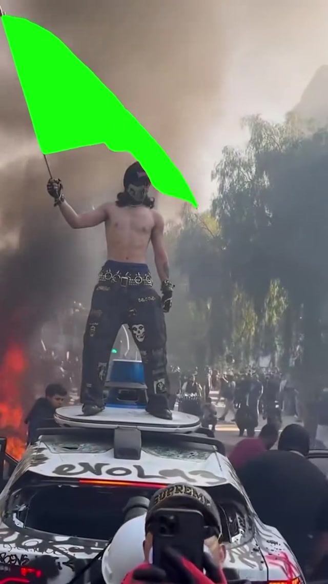 LA Protester Flag meme template blank