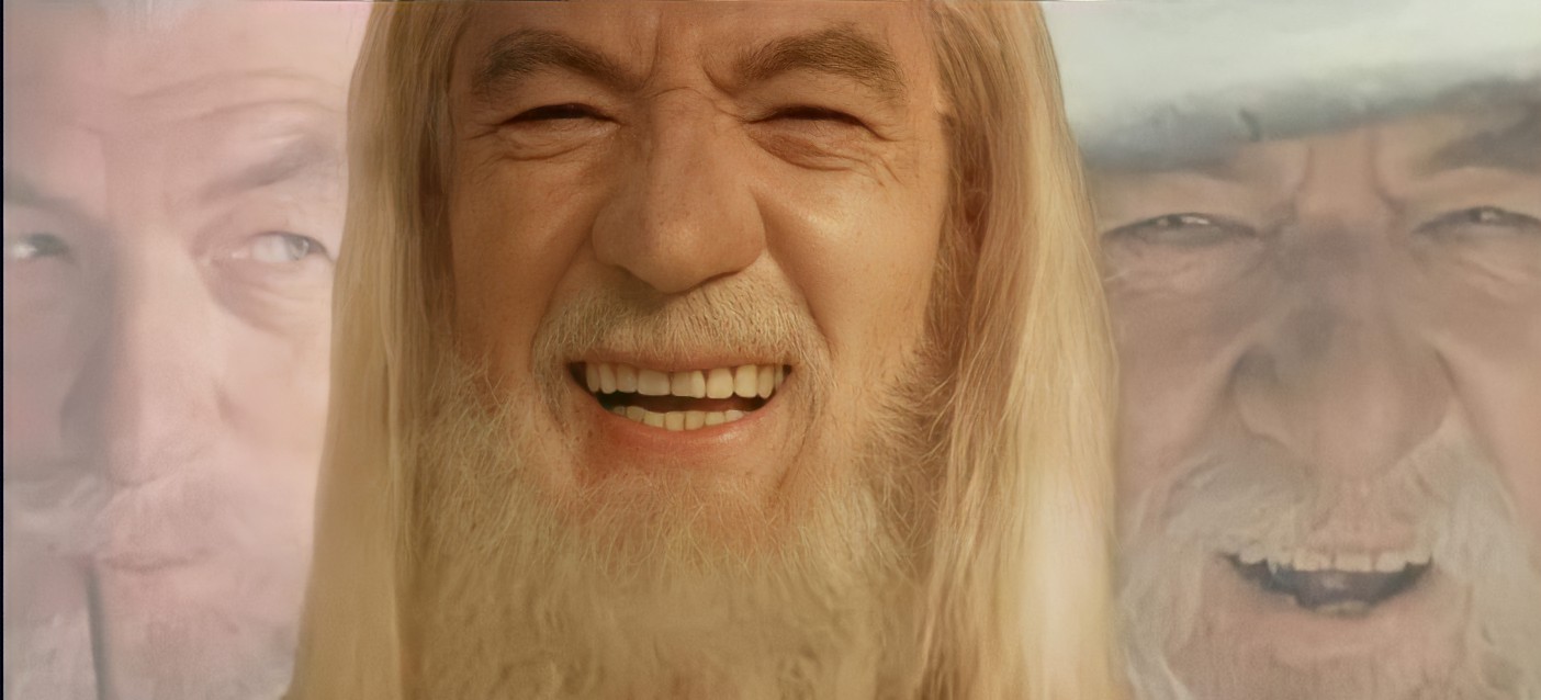 Laughing Gandalf meme template blank