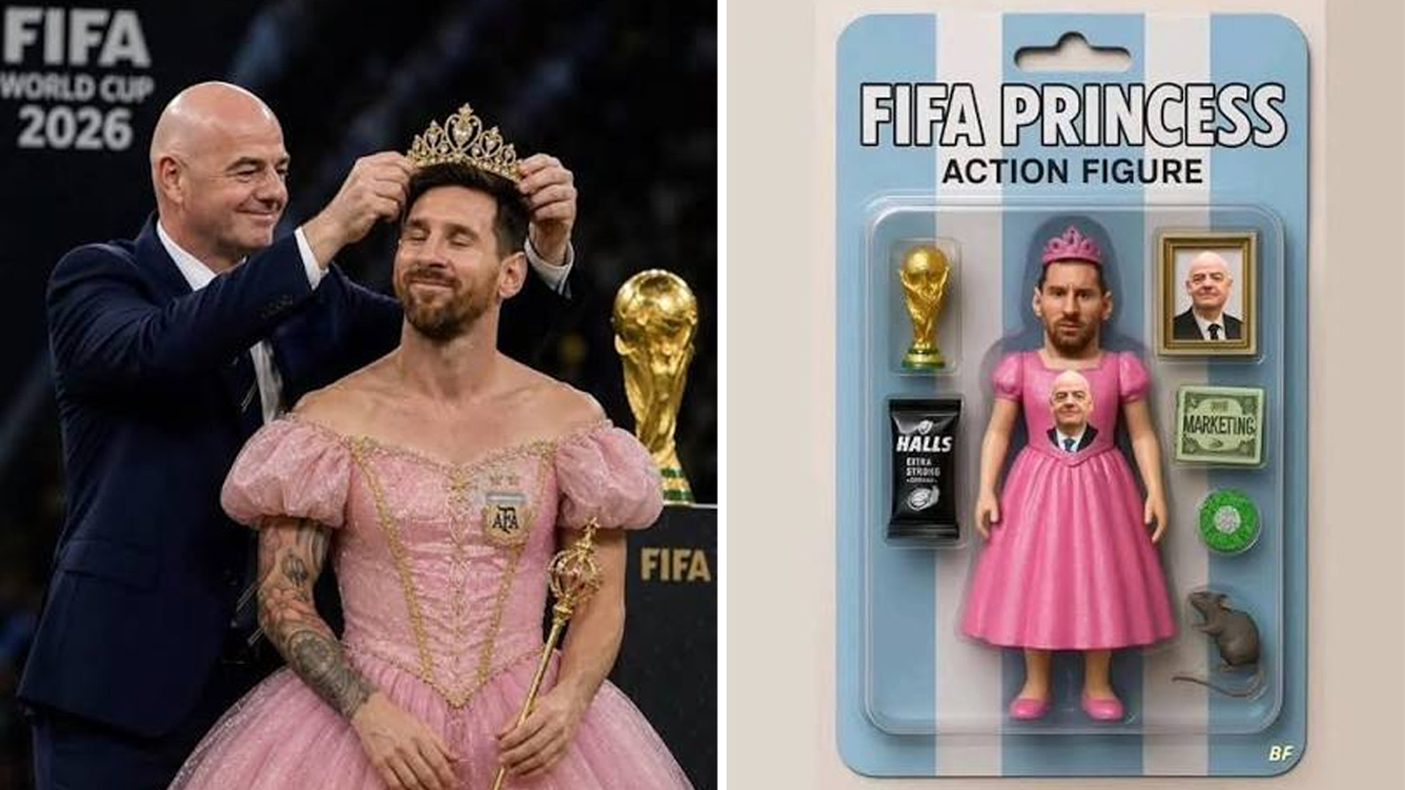 Lionel Messi FIFA Princess meme template blank - image format