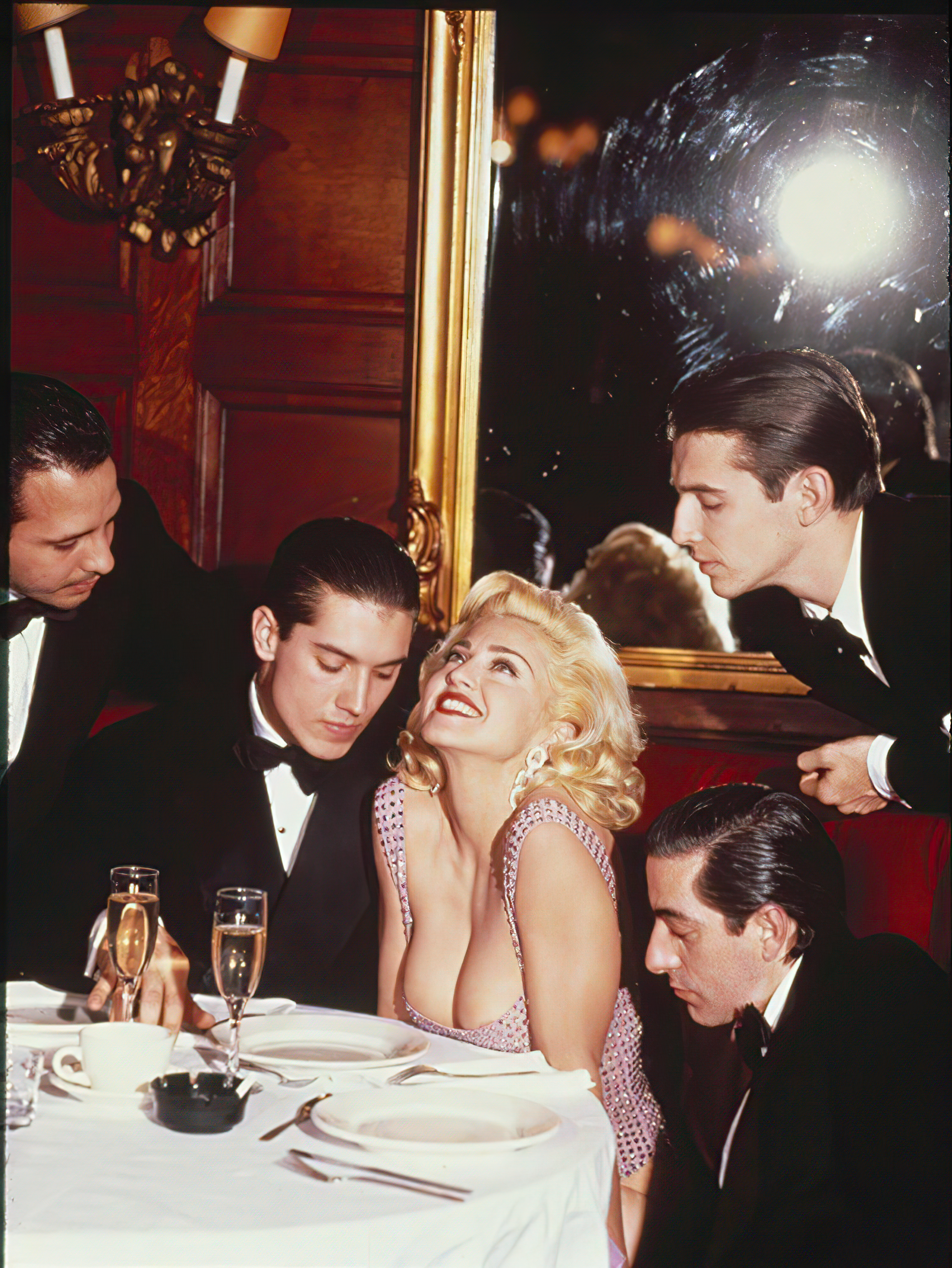 Madonna and the Tuxedo Men meme template blank - image format