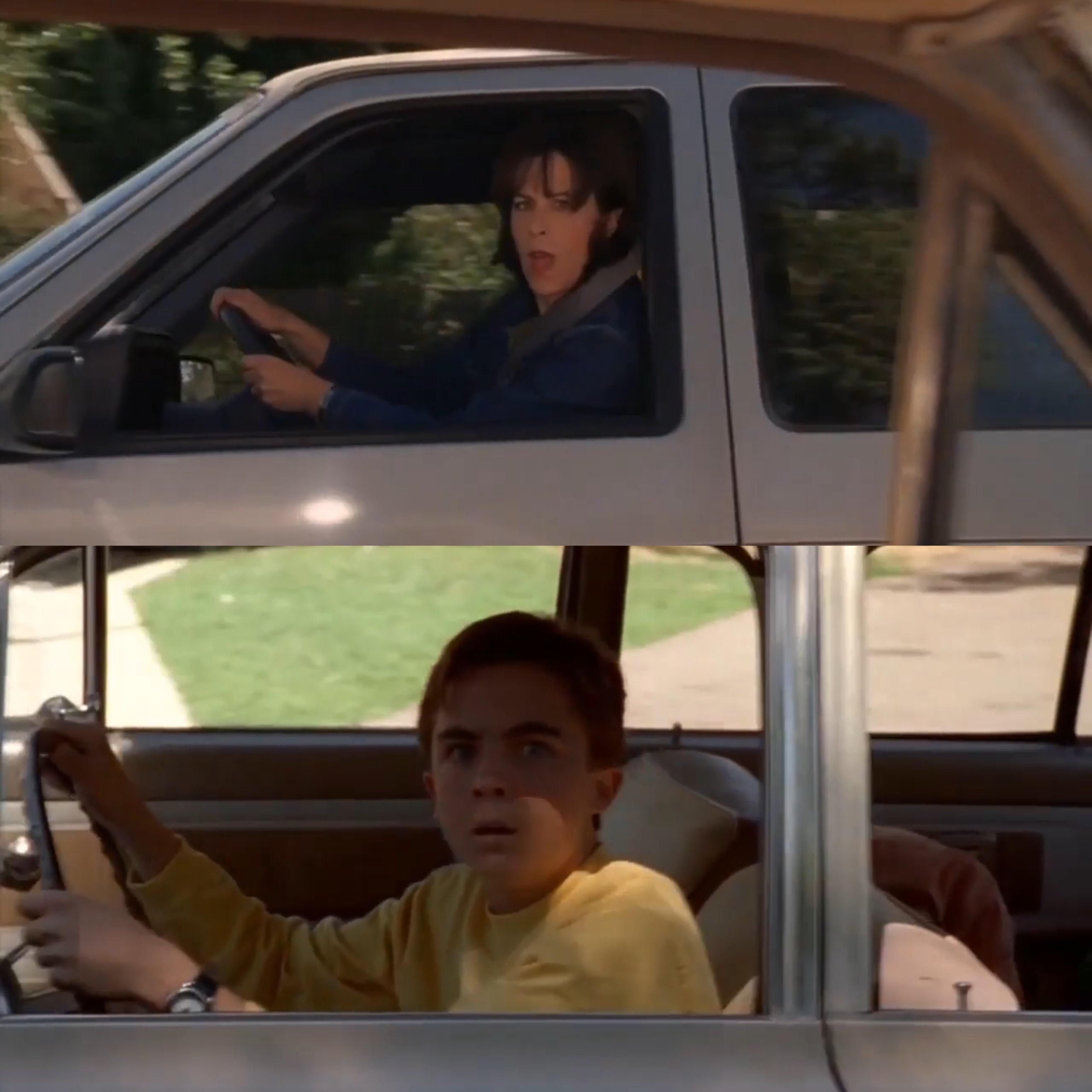 Malcolm vs. Lois Car Stare-down meme template blank - image format