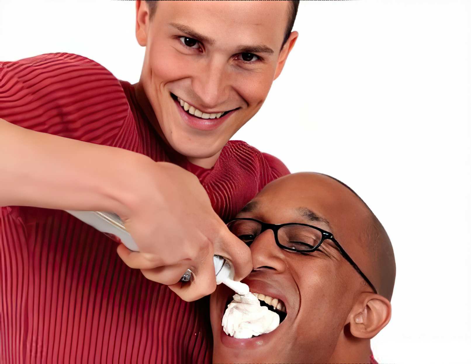 Man Feeding Whipped Cream meme template blank - image format