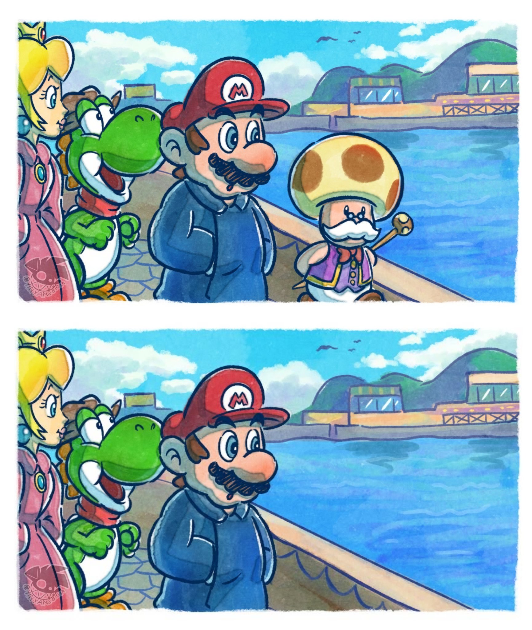 Mario & Toadsworth Disappearing meme template blank - image format