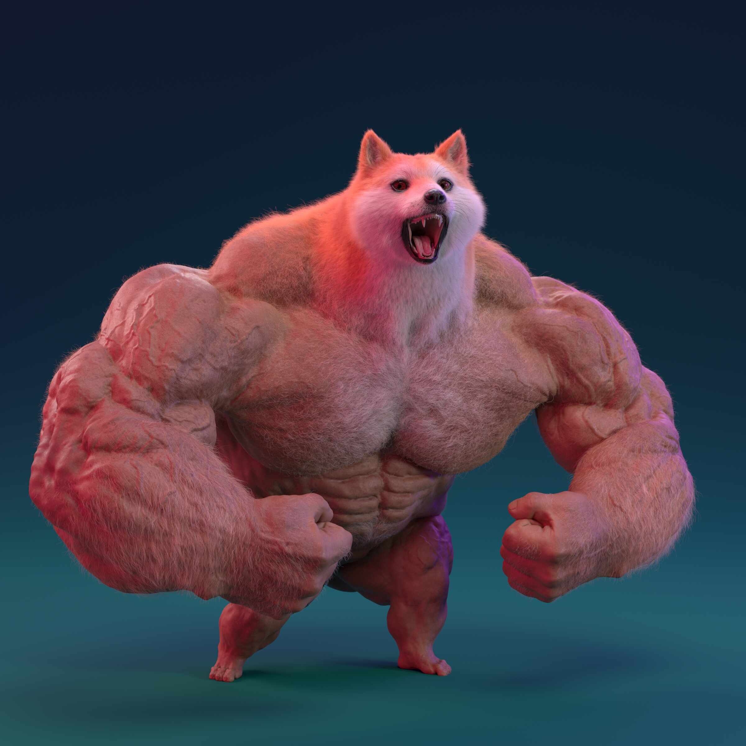 Mega-Chad Doge meme template blank
