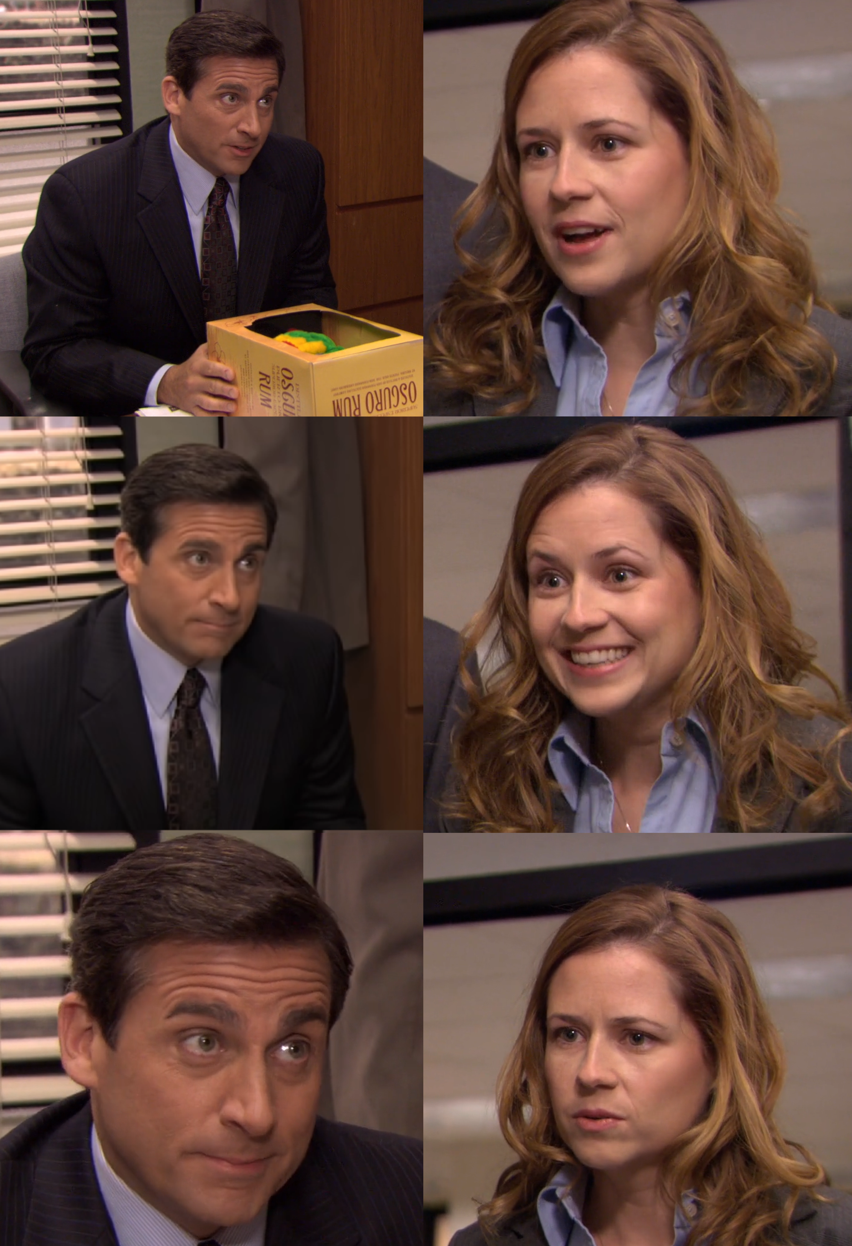 Michael and Pam’s Staredown meme template blank - image format