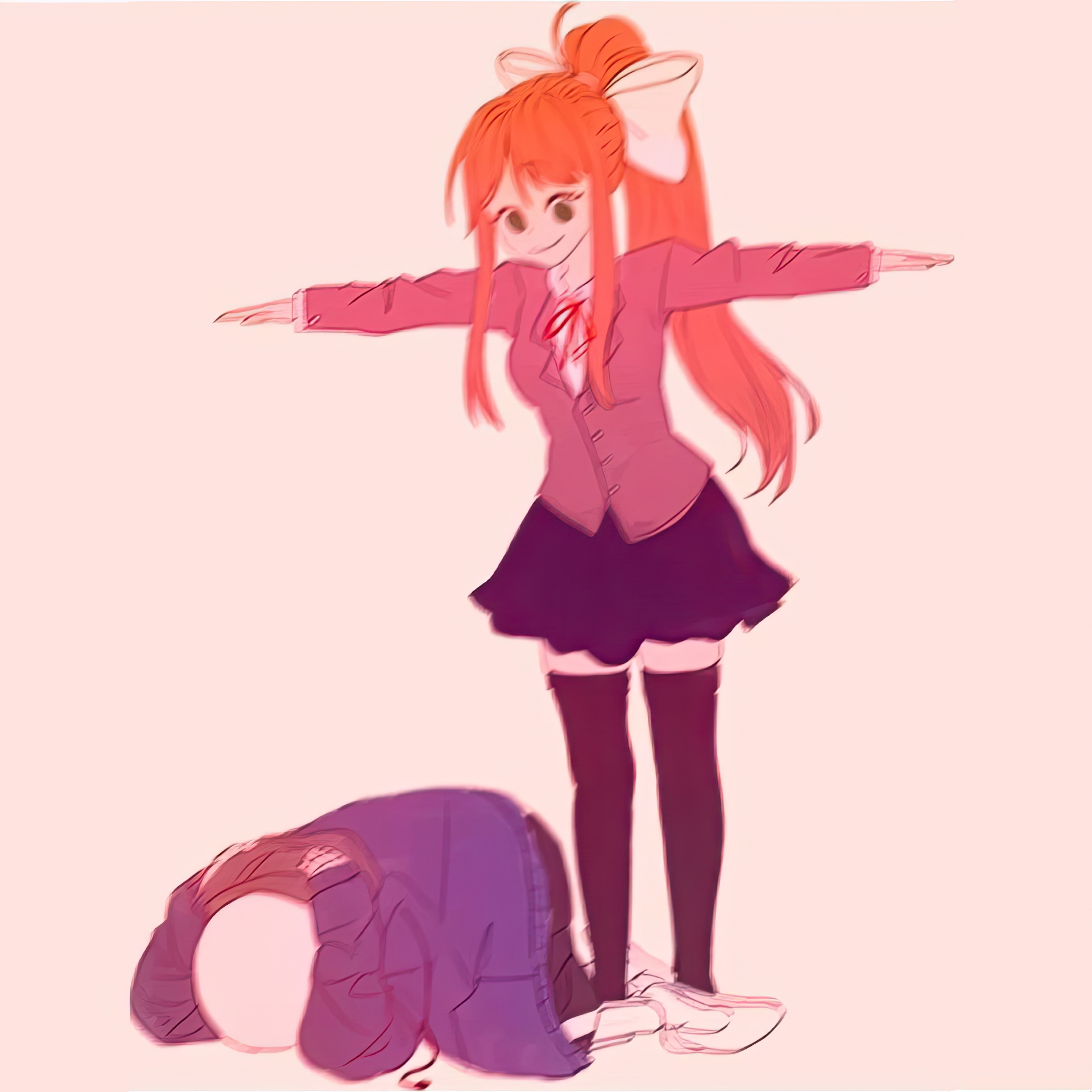 Monika T-Posing Over Sans meme template blank - image format