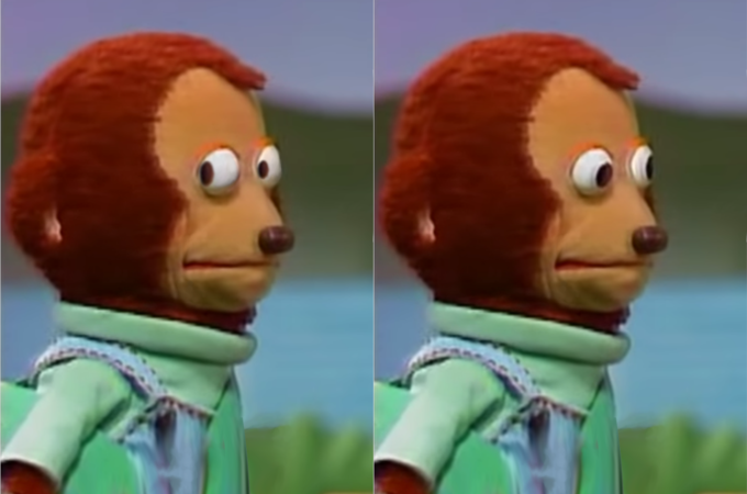 Monkey Puppet Looking Away meme template blank - image format
