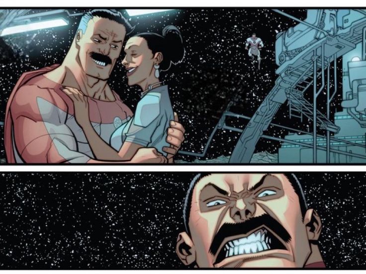 Omni-Man and Debbie meme template blank