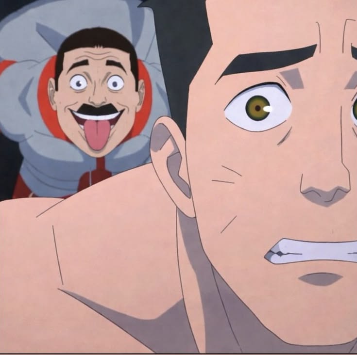 Omni-Man Tongue Out Behind Mark meme template blank - image format