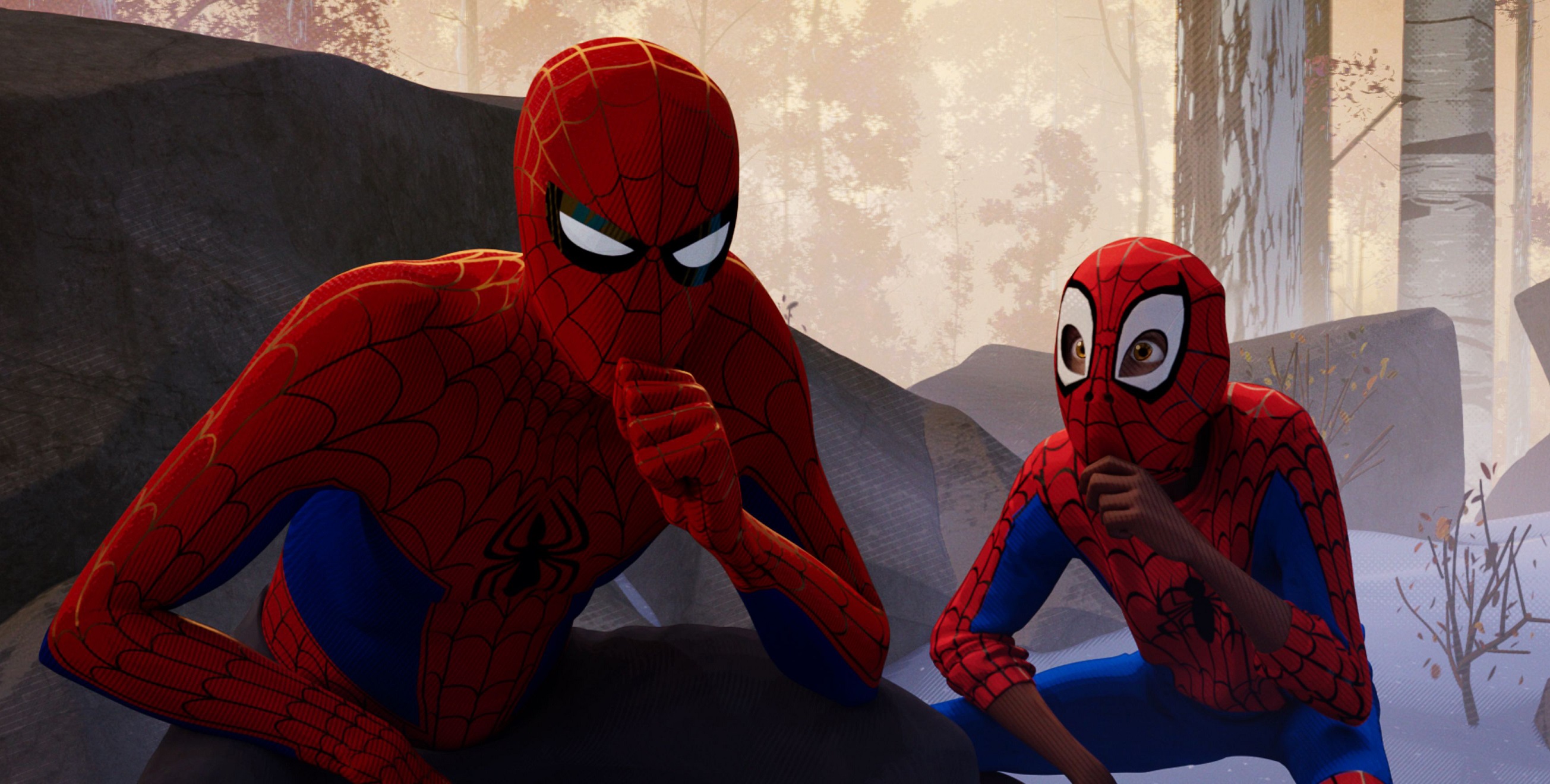 Peter B. Parker Coaching Miles Morales meme template blank - image format