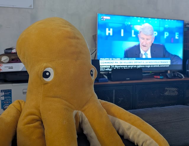 Plush Octopus Watching News meme template blank