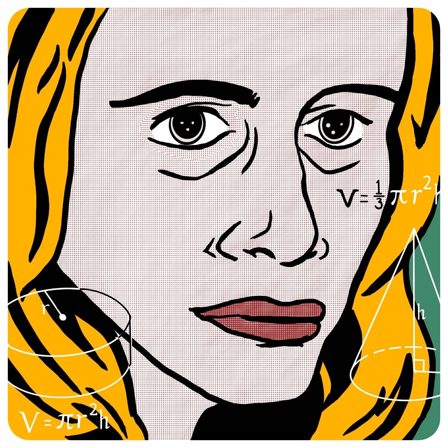 Pop-Art Math Lady meme template blank - image format