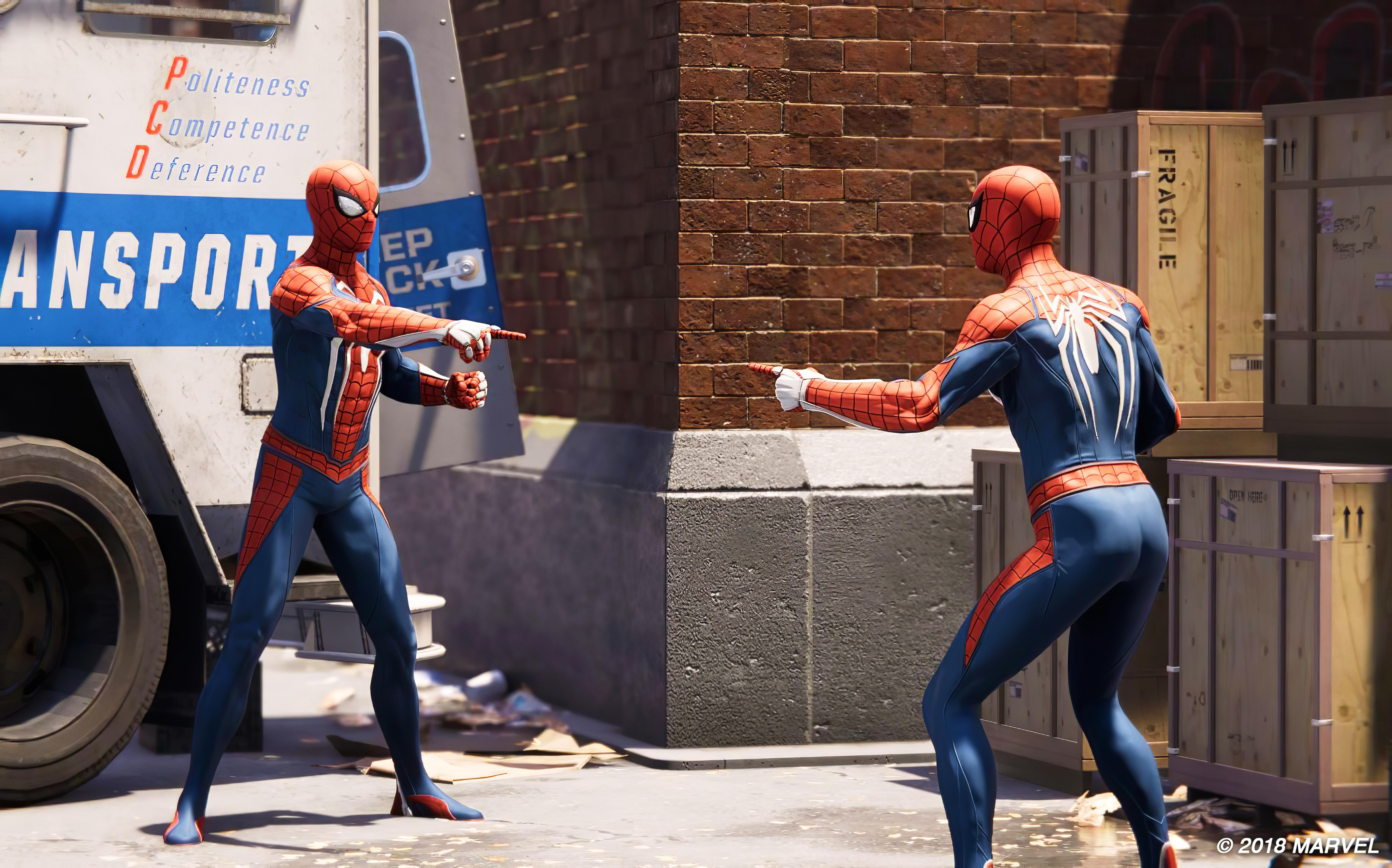 PS4 Spider-Man Pointing meme template blank - image format