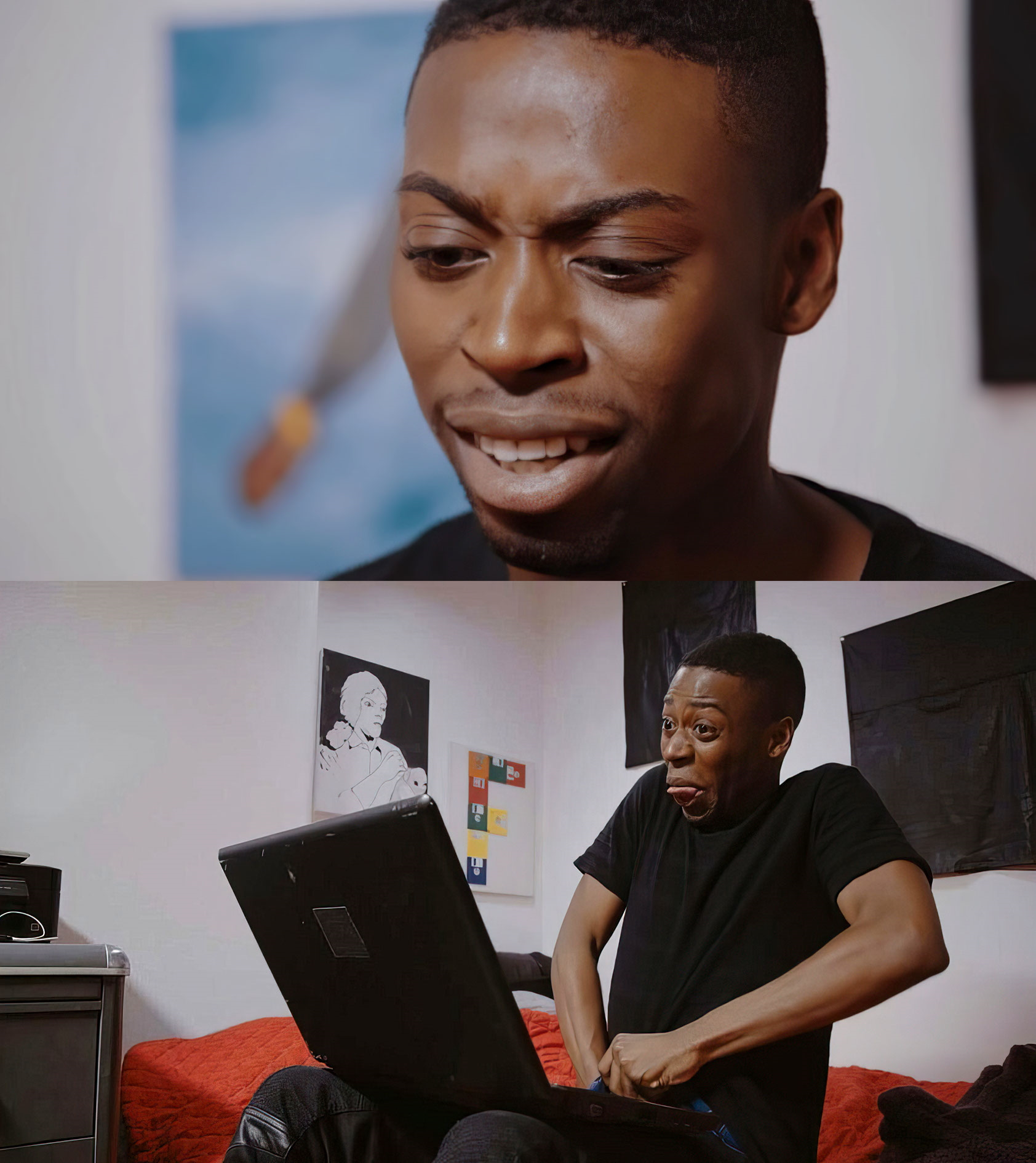 Questionable Laptop Reaction meme template blank - image format