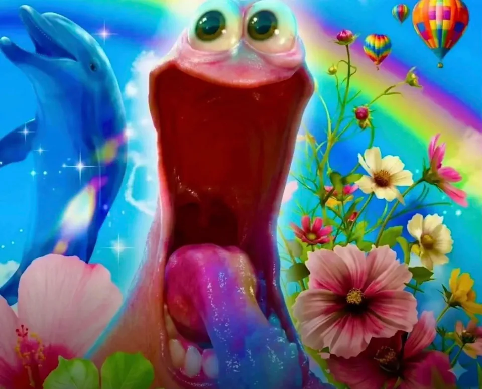 Rainbow Patrick meme template blank