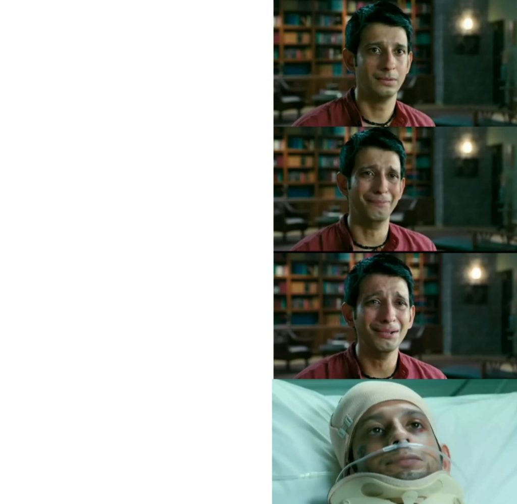 Raju Crying at Virus’s Office meme template blank