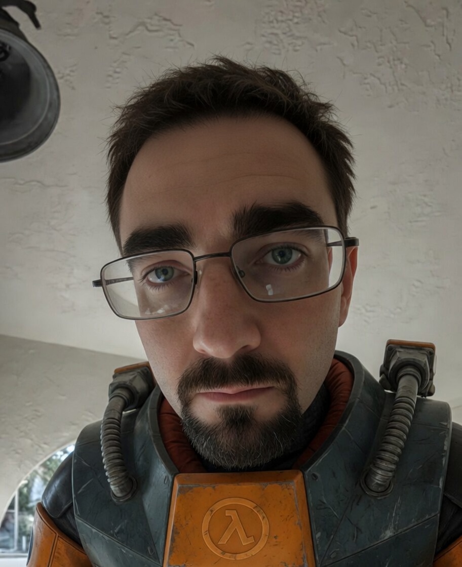 Realistic Gordon Freeman Stare Selfie meme template blank - image format