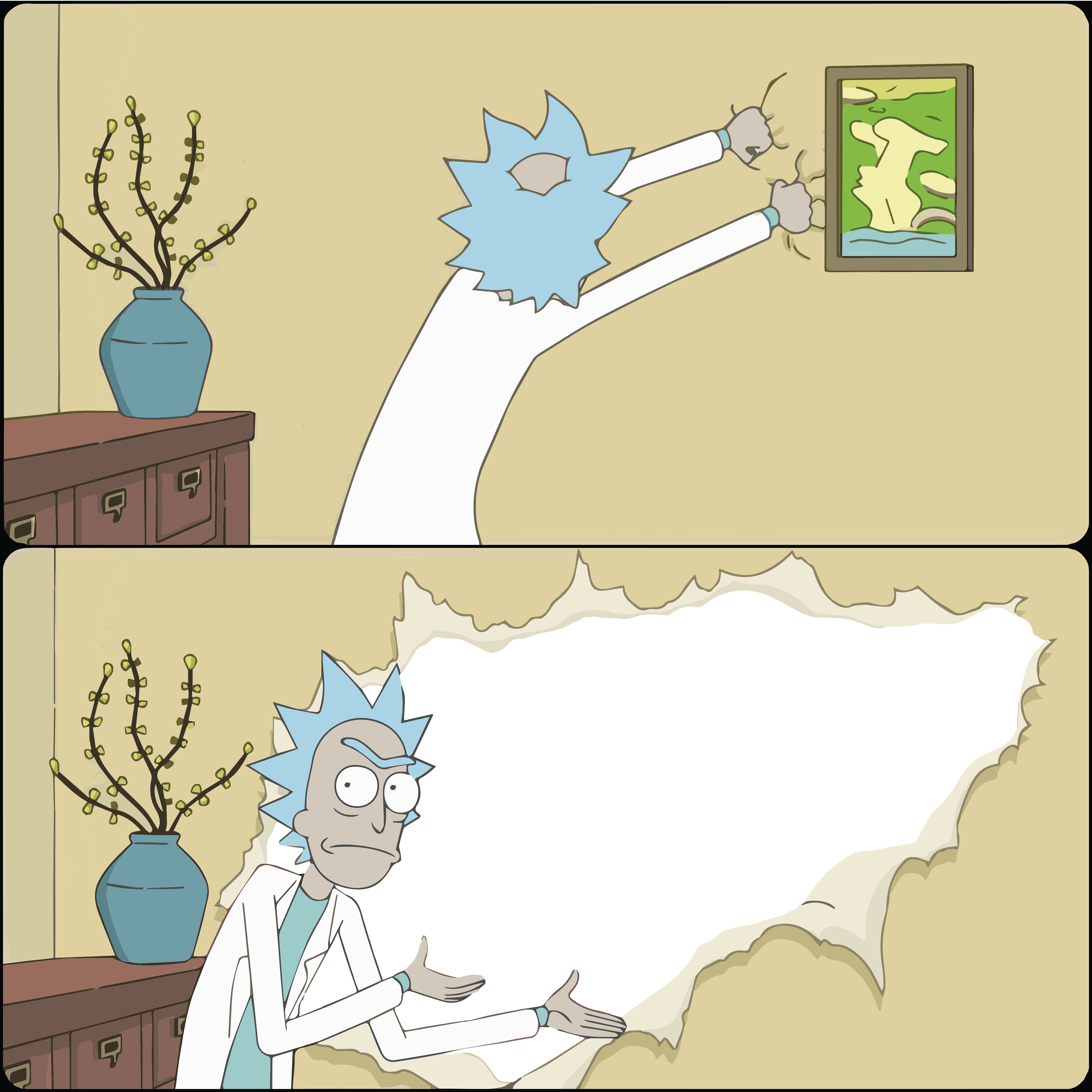 Rick Rips Open the Wall meme template blank - image format