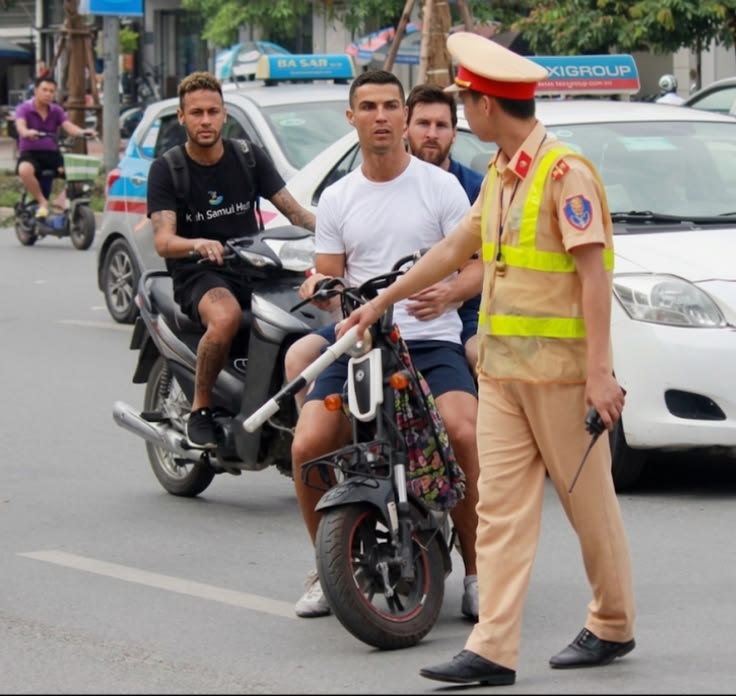 Ronaldo and Messi Stopped by Police meme template blank - image format