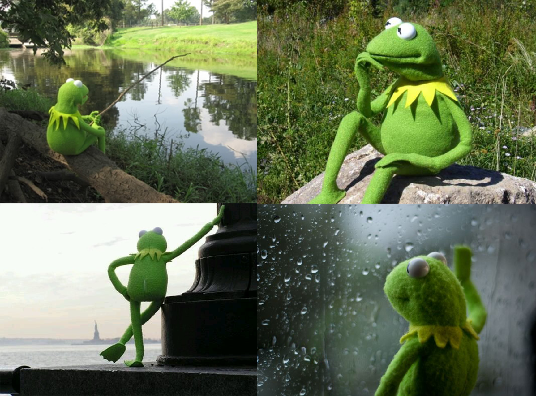 Sad Kermit meme template blank - image format
