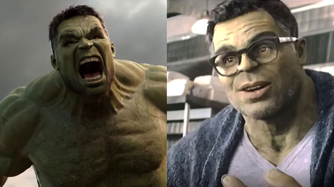 Savage Hulk vs. Smart Hulk meme template blank