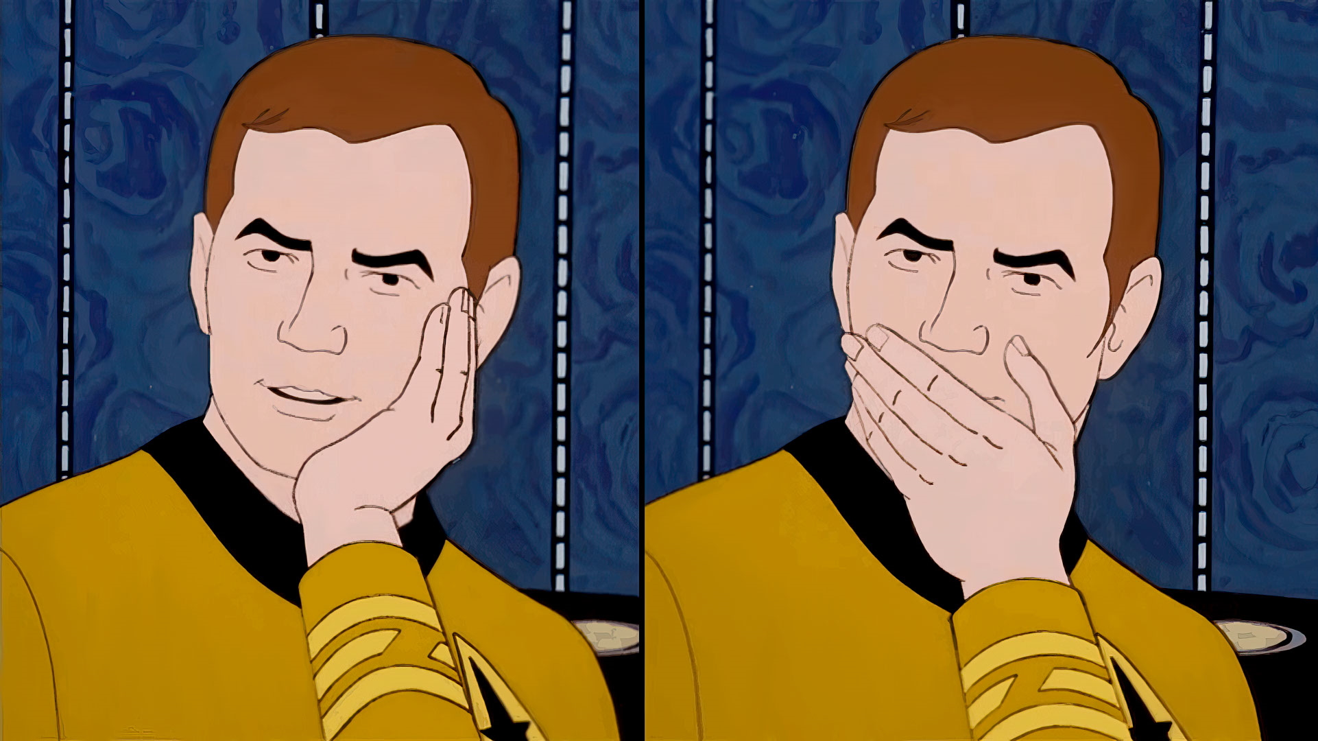 Shocked Captain Kirk meme template blank - image format
