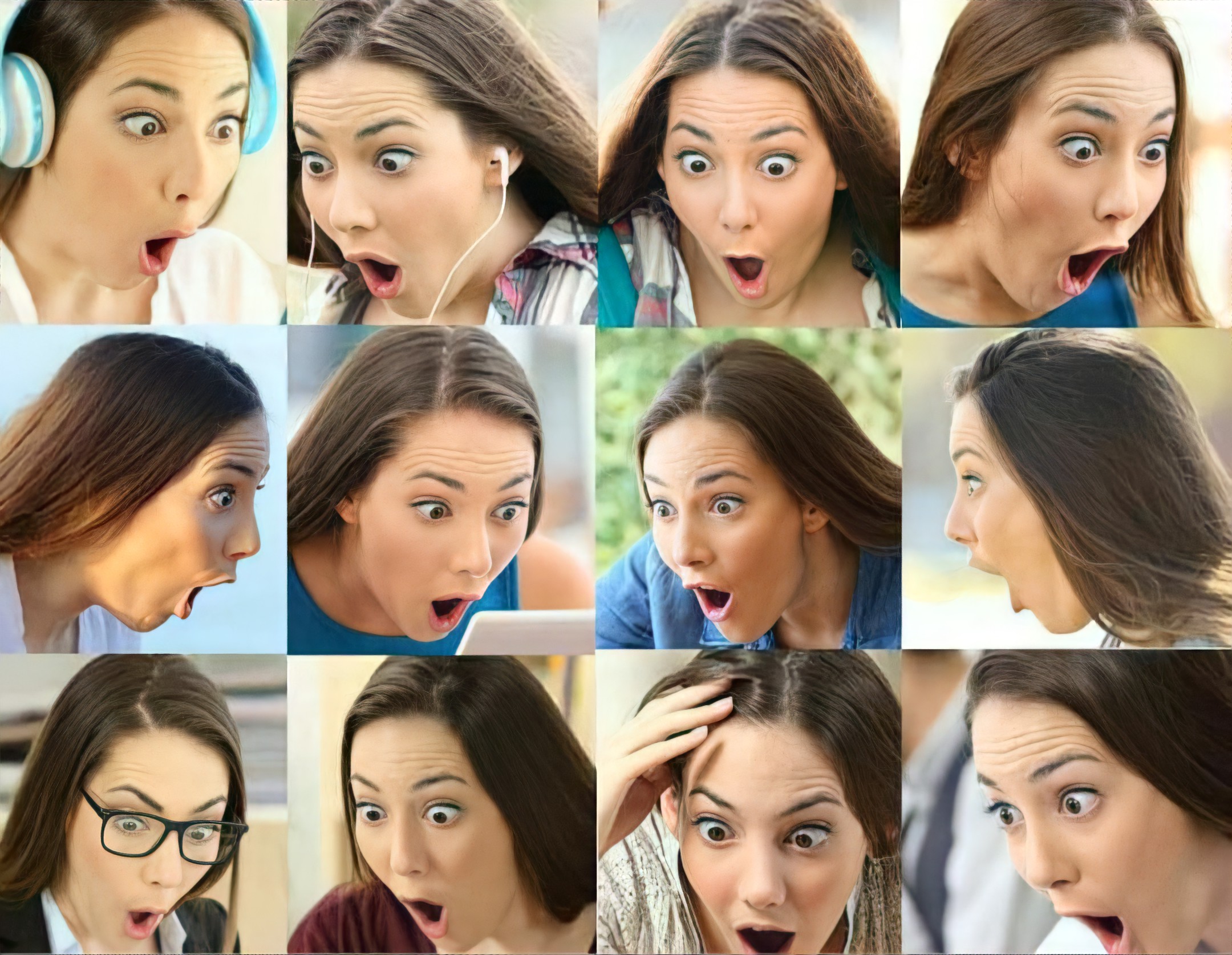 Shocked Girl Montage meme template blank - image format