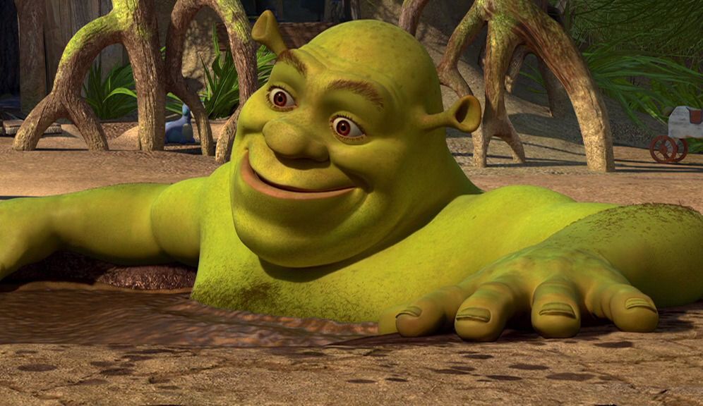 Shrek in a Mud Bath zoomed meme template blank