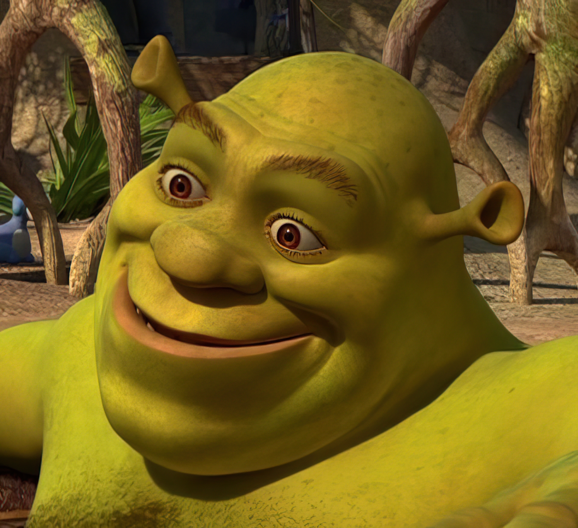 Shrek’s Contented Smirk meme template blank - image format