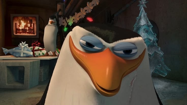 Skipper Penguin Smug Christmas Smirk meme template blank - image format