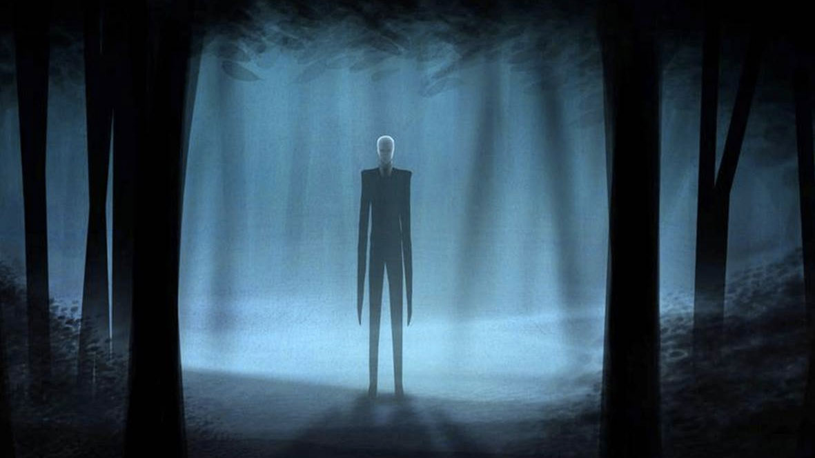 Slender Man In The Woods meme template blank