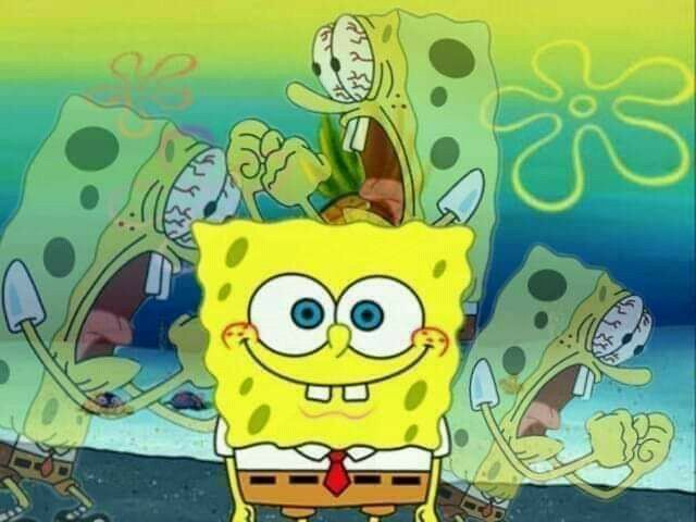 Smiling SpongeBob meme template blank