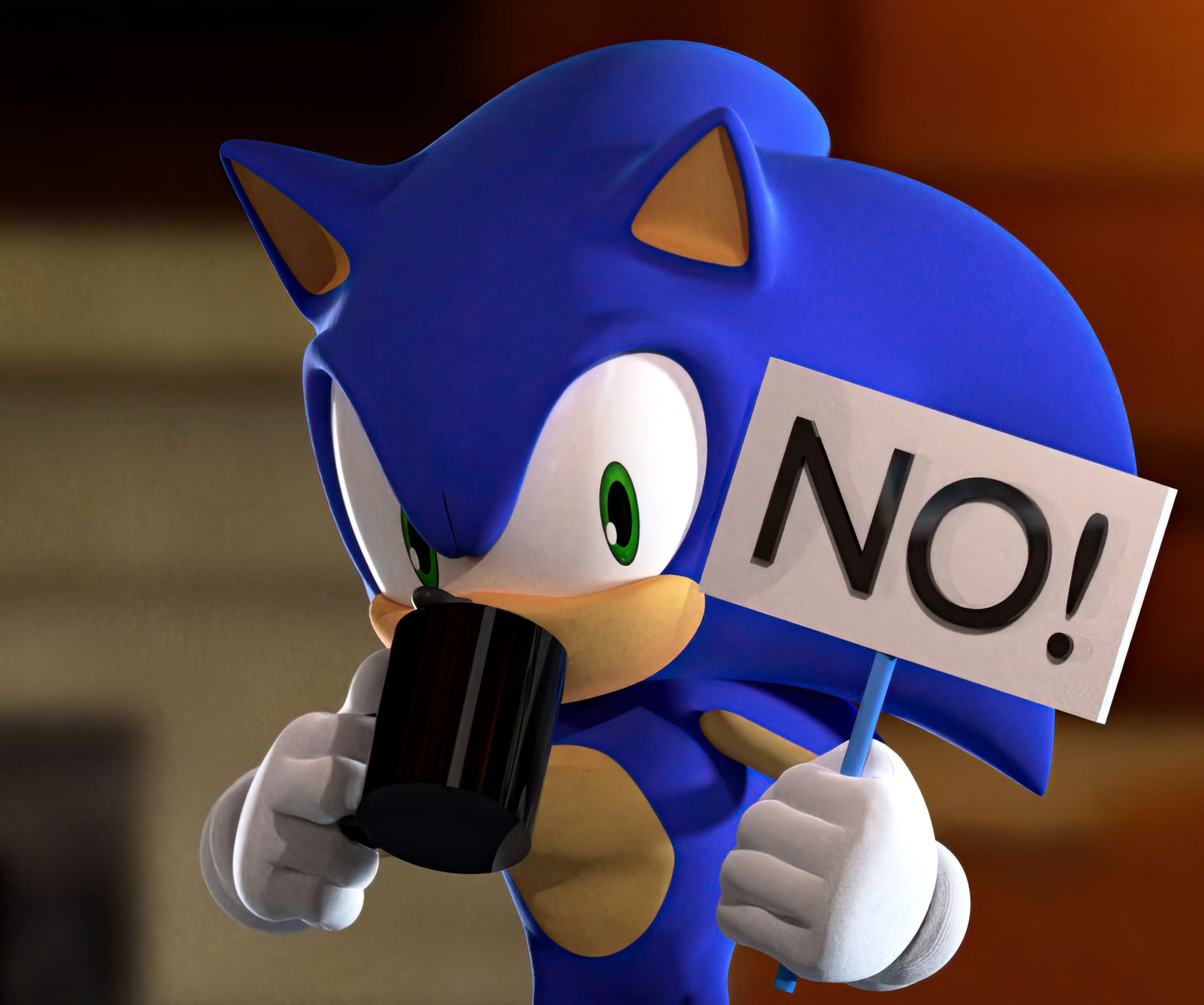 Sonic Drinking Coffee meme template blank - image format