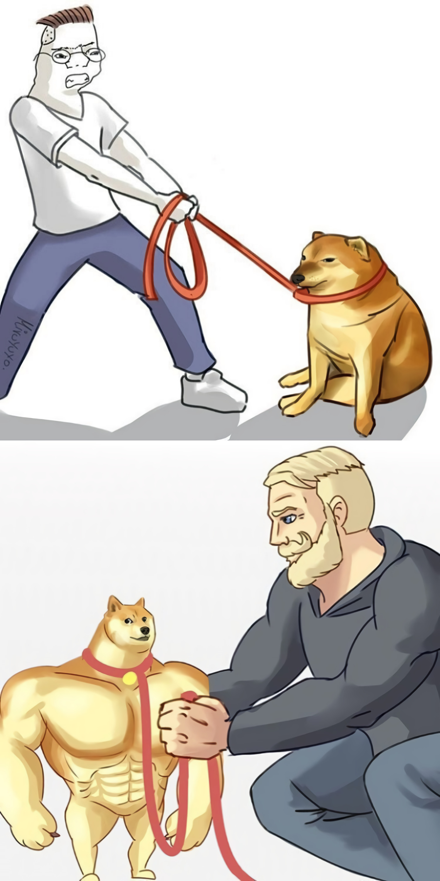 Soyjak vs. Chad meme template blank - image format