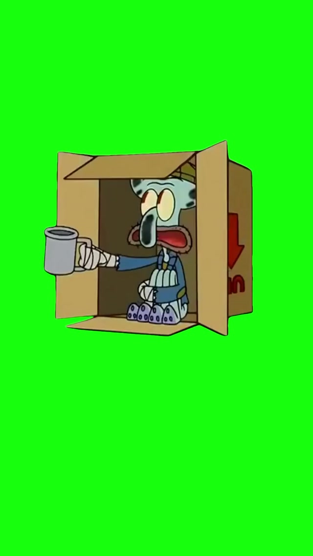 “Spare Change” Squidward meme template blank
