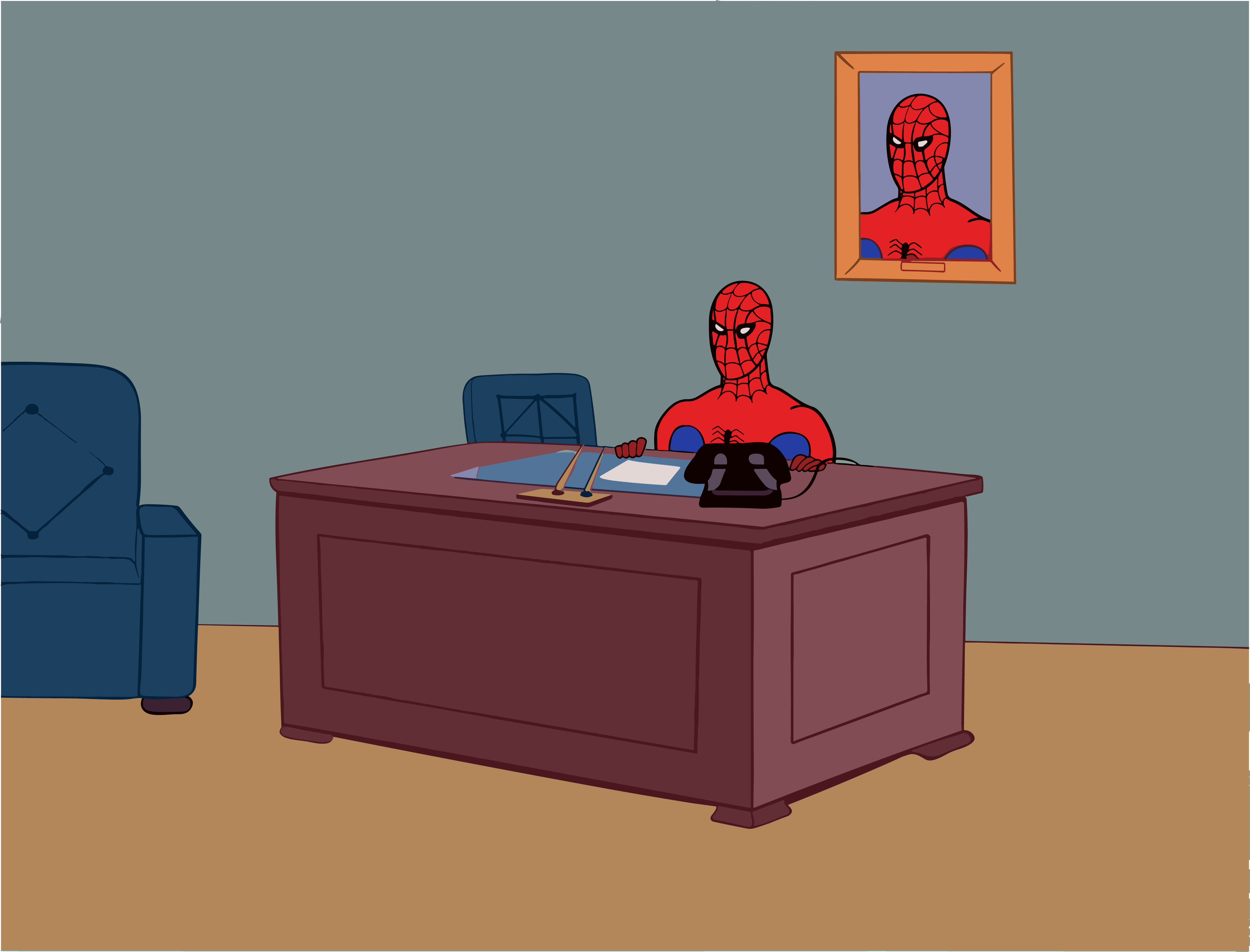 Spider-Man at a Desk meme template blank - image format
