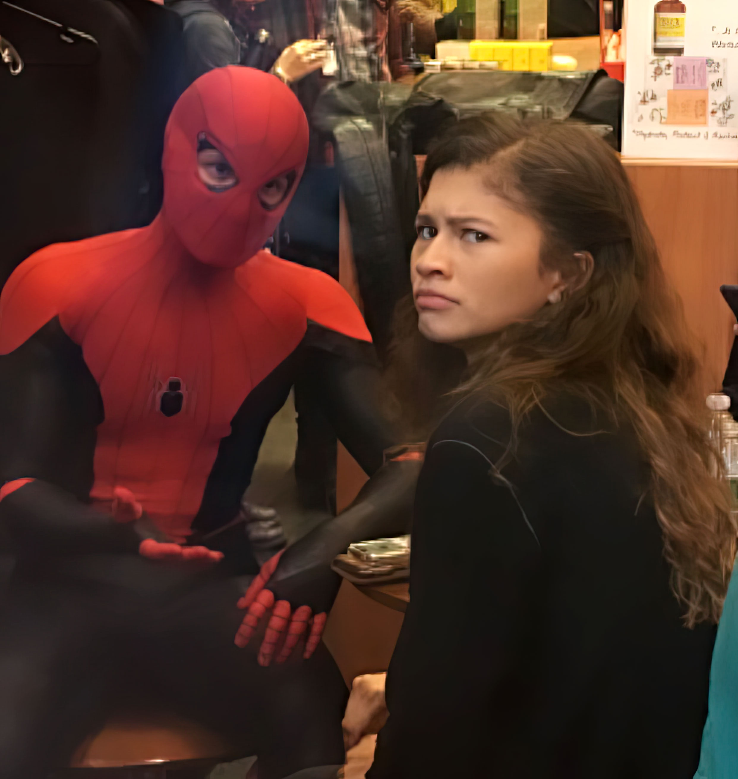 Spider-Man Explaining to Zendaya meme template blank - image format