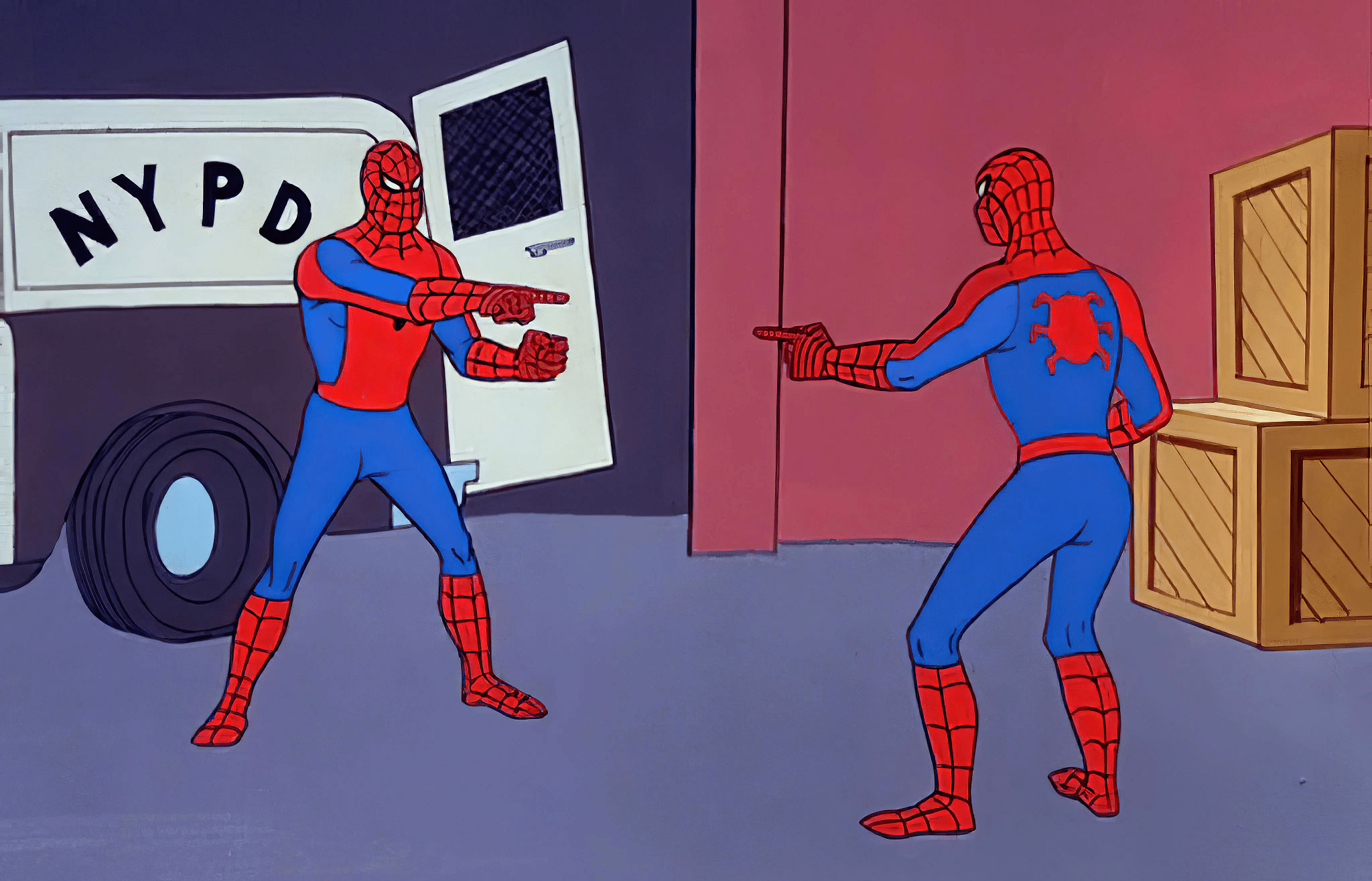 Spider-Man Pointing At Spider-Man meme template blank - image format