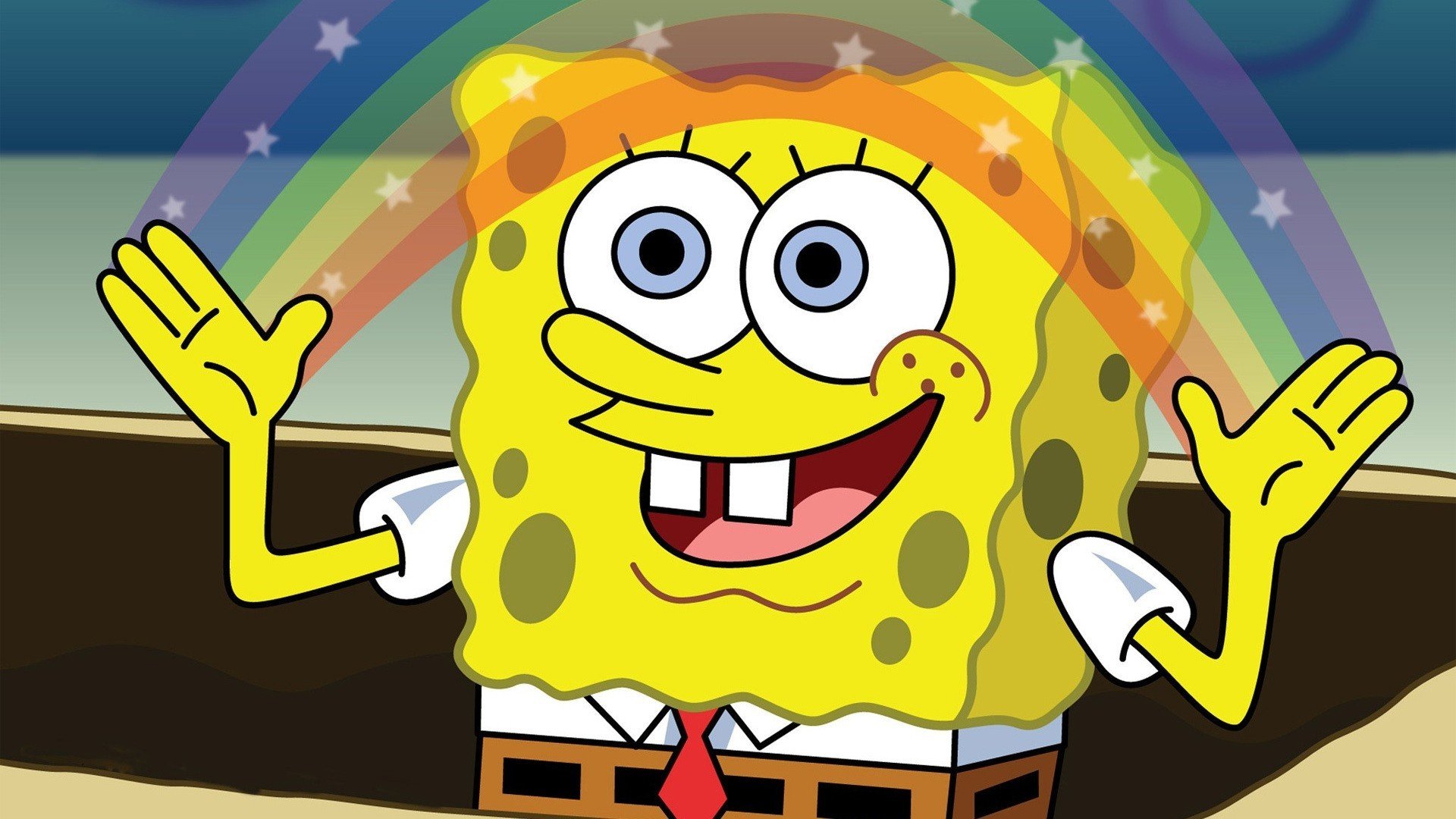 Spongebob Imagination Rainbow meme template blank - image format