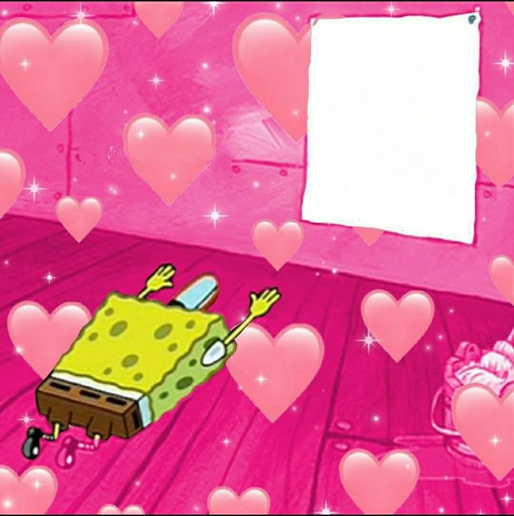 SpongeBob Worship Hearts meme template blank